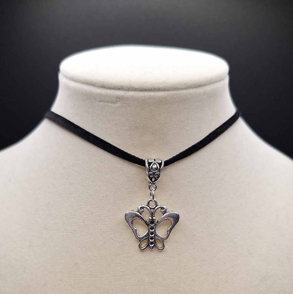 Handmade Black Velvet Butterfly Choker Cottage Core Necklace